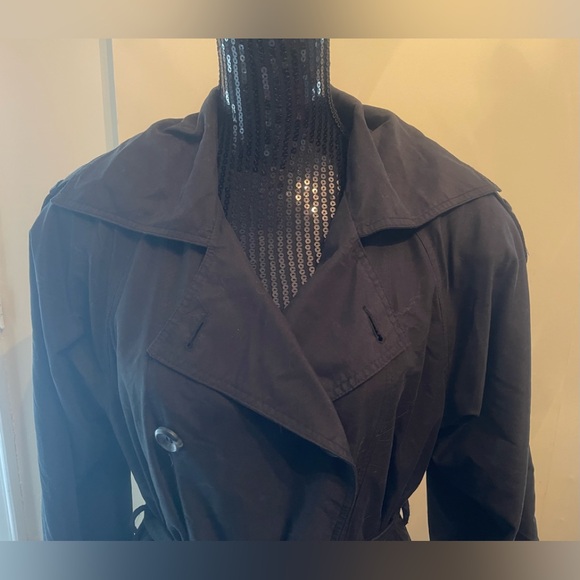 Vintage Nuage Black Light Weight Trench Coat Size 6 - Picture 2 of 13